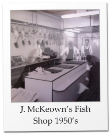 The original open fronted shop in 1910 in what used to be known as Ballymagee Street, which became known as the High Street in 1926.